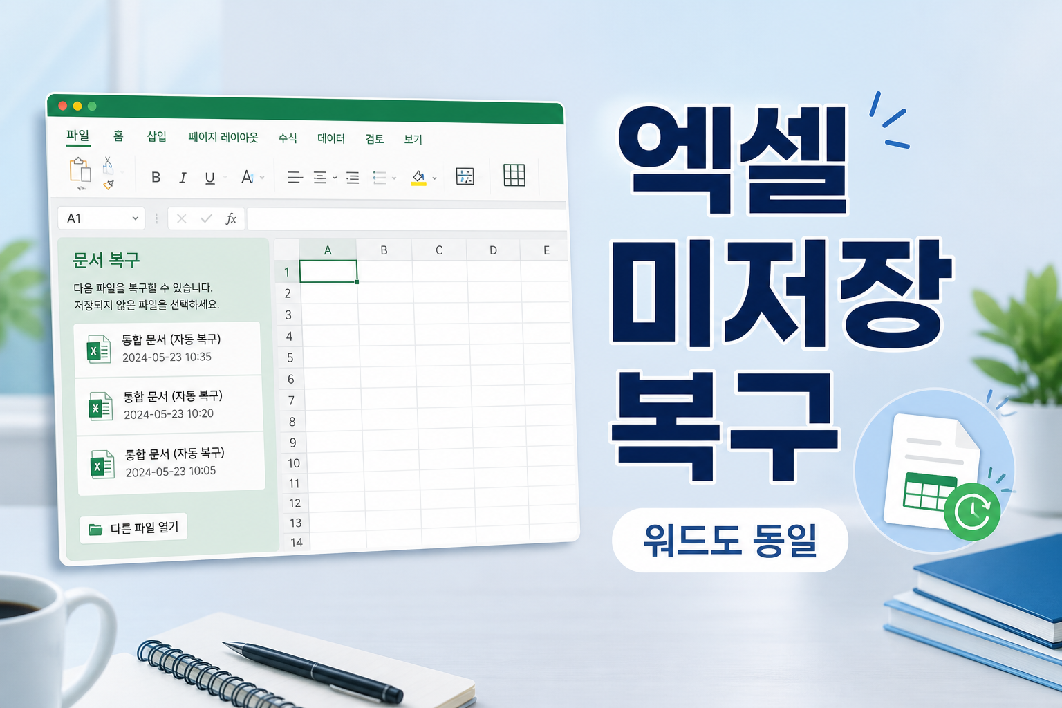 엑셀과 워드에서 저장하지 않은 파일을 자동 복구하는 방법을 안내하는 썸네일