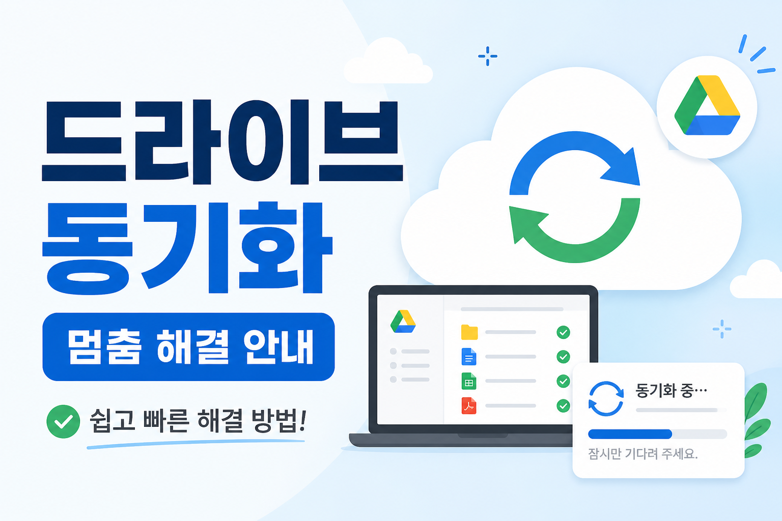 구글 드라이브 동기화가 멈췄을 때 계정과 여유 공간을 확인하는 방법을 안내하는 썸네일