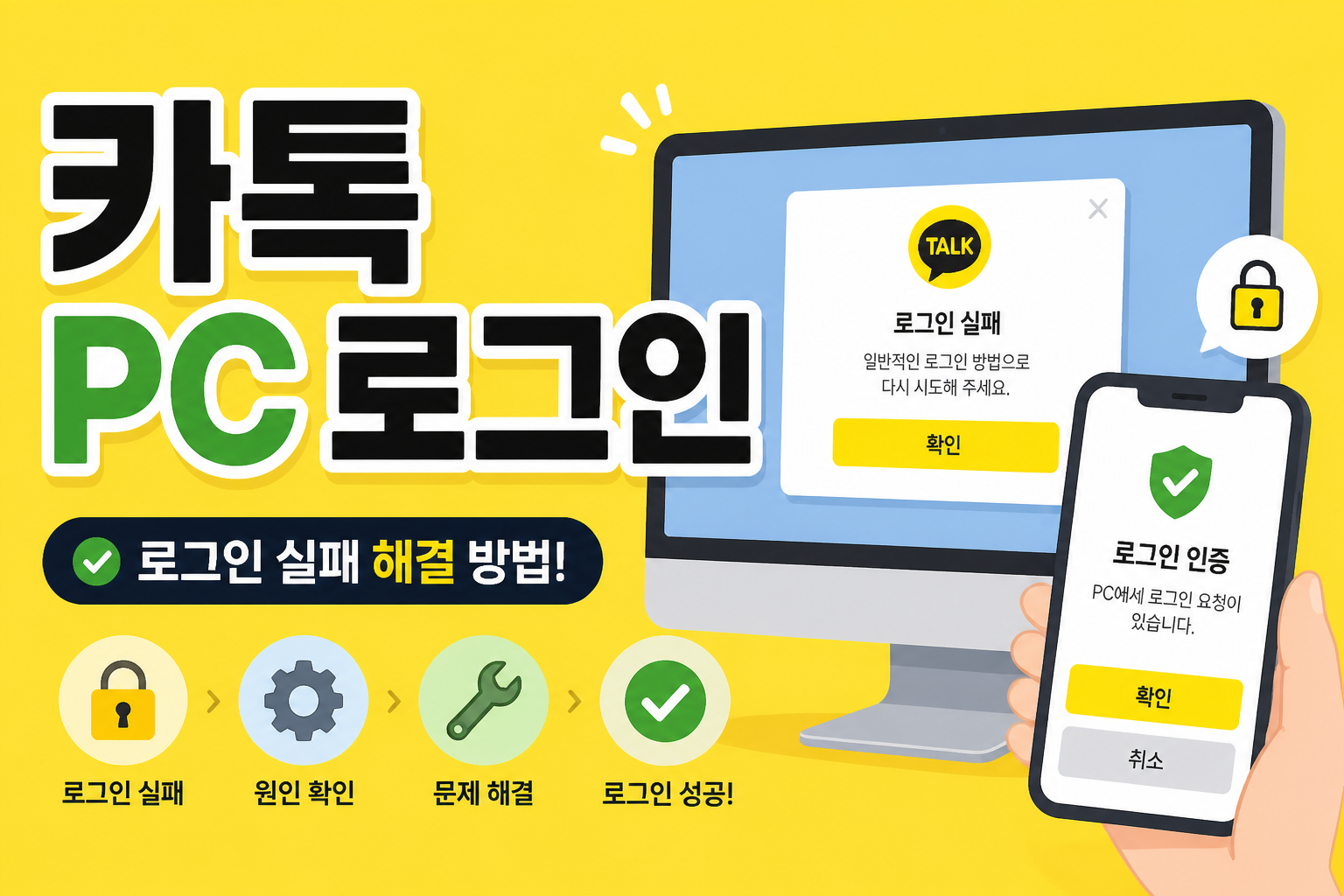 카카오톡 PC버전 로그인 실패 시 인증번호와 버전을 확인하는 방법을 안내하는 블로그 썸네일