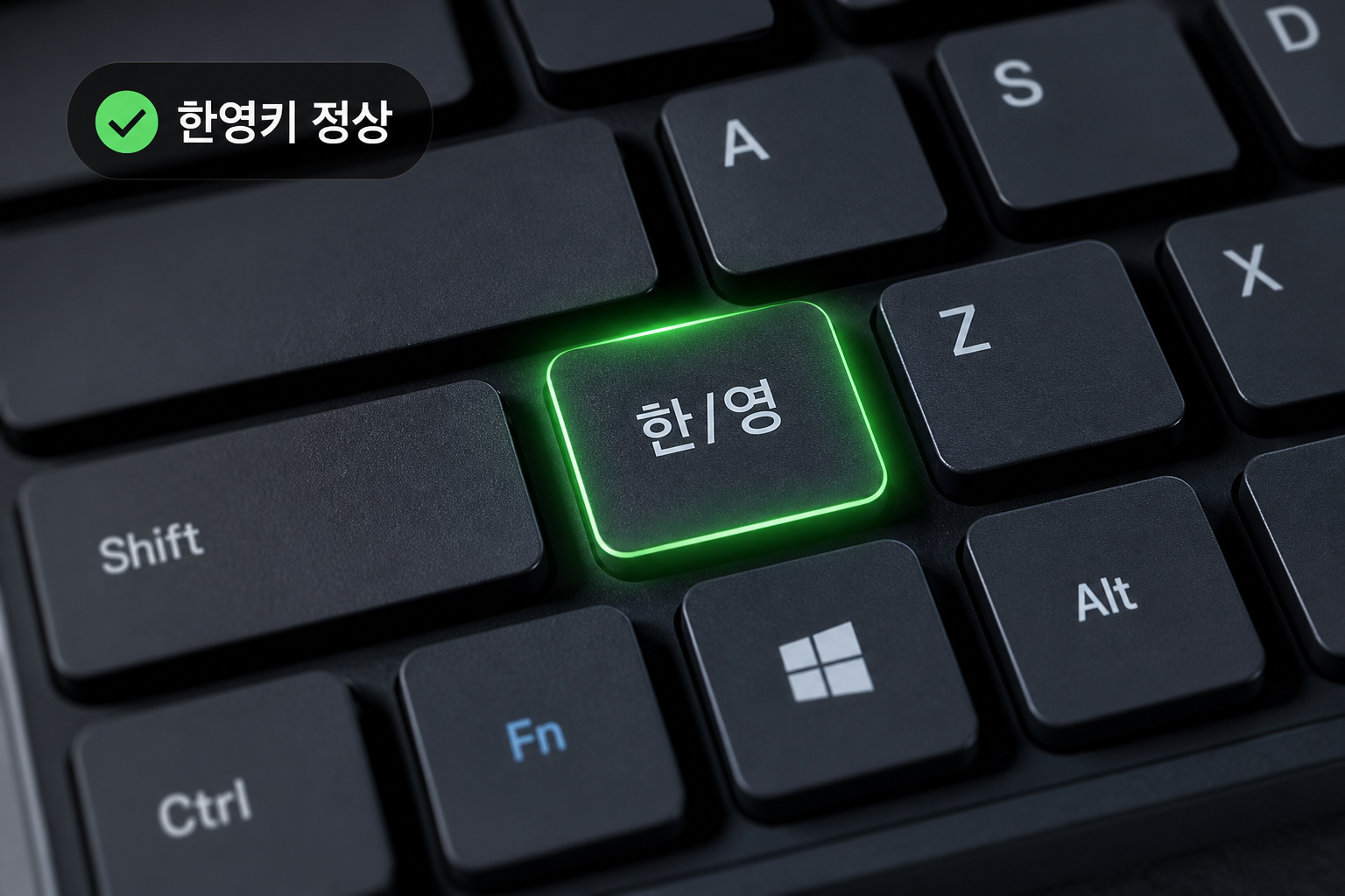 한영 전환이 정상적으로 작동하는 메모장 입력 화면 예시