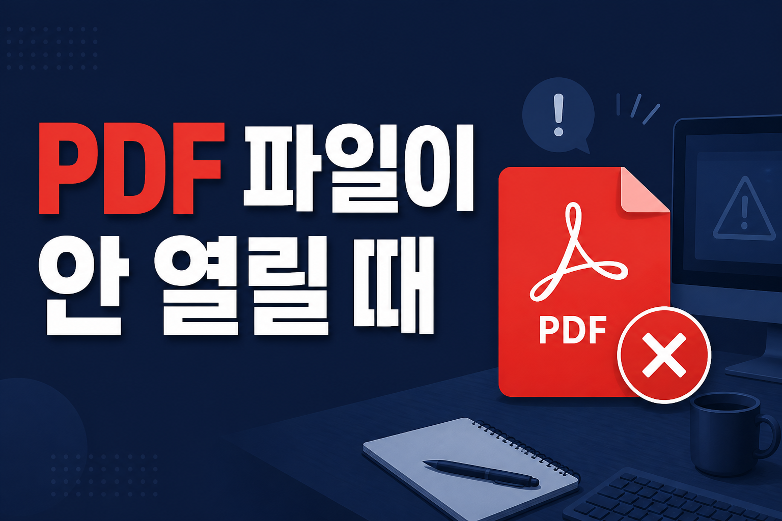 PDF 파일이 열리지 않을 때 해결 방법을 안내하는 블로그 썸네일