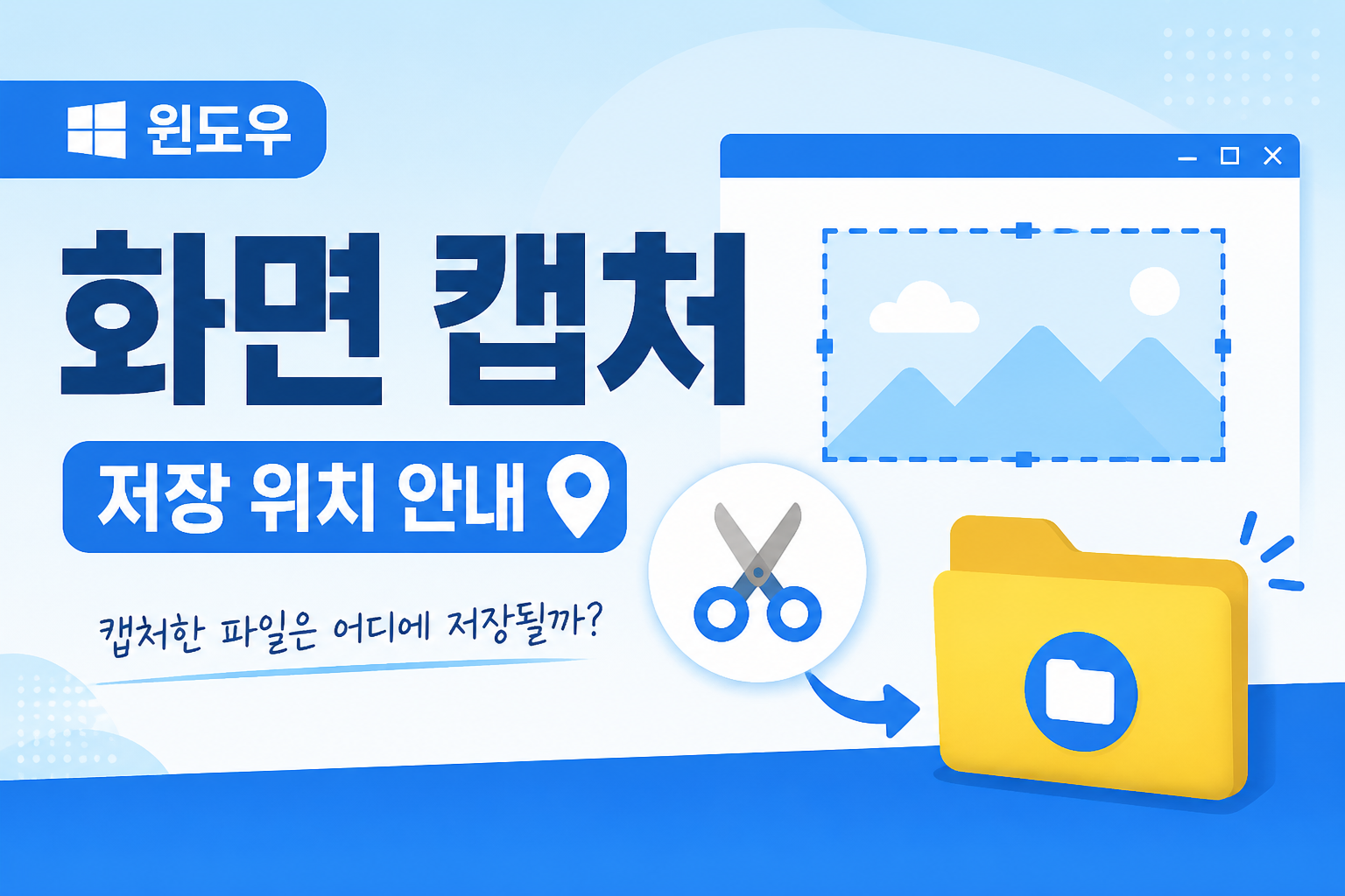 윈도우 캡처 화면 저장 위치와 Win+Shift+S 설정 방법을 안내하는 블로그 썸네일