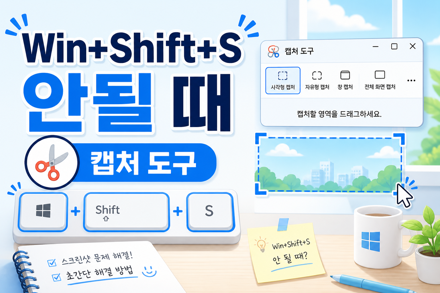 Win+Shift+S가 안 될 때 윈도우11 캡처 도구 해결 방법을 안내하는 썸네일