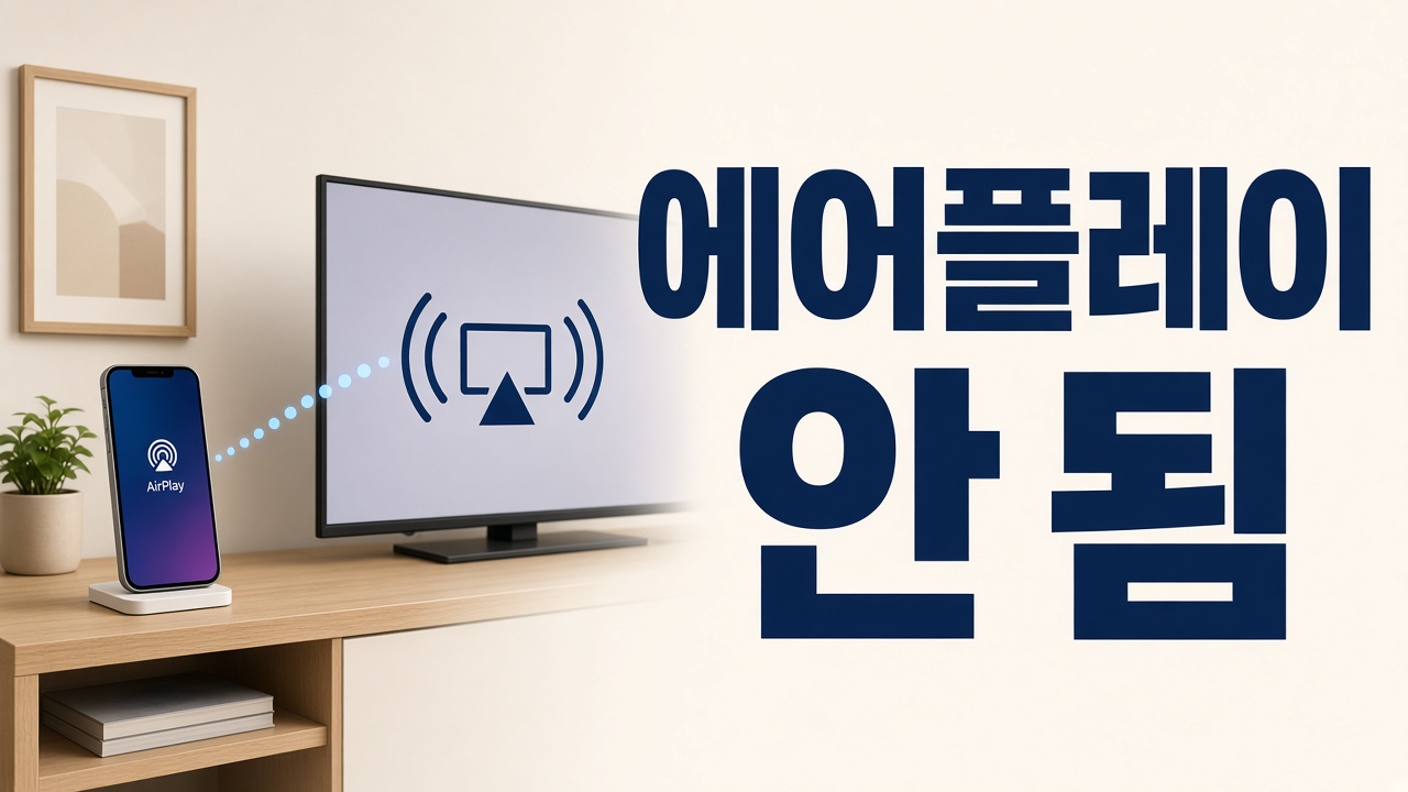 아이폰 에어플레이가 삼성 TV에 연결되지 않을 때 같은 와이파이를 확인하는 방법을 안내하는 썸네일
