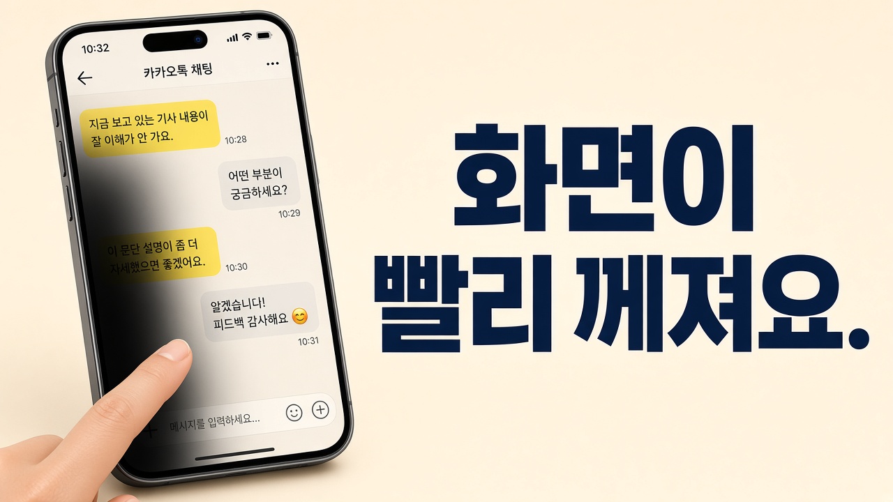 화면이 너무 빨리 꺼질 때 자동 꺼짐 시간을 늘리는 방법을 안내하는 썸네일
